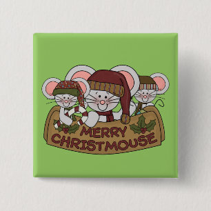 Merry Christmouse 2 Inch Square Button