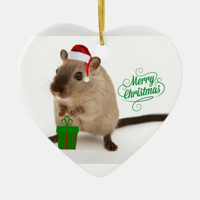 Merry Christmouse Ceramic Ornament (Front)
