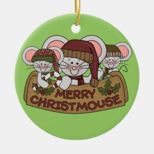 Merry Christmouse Ceramic Ornament