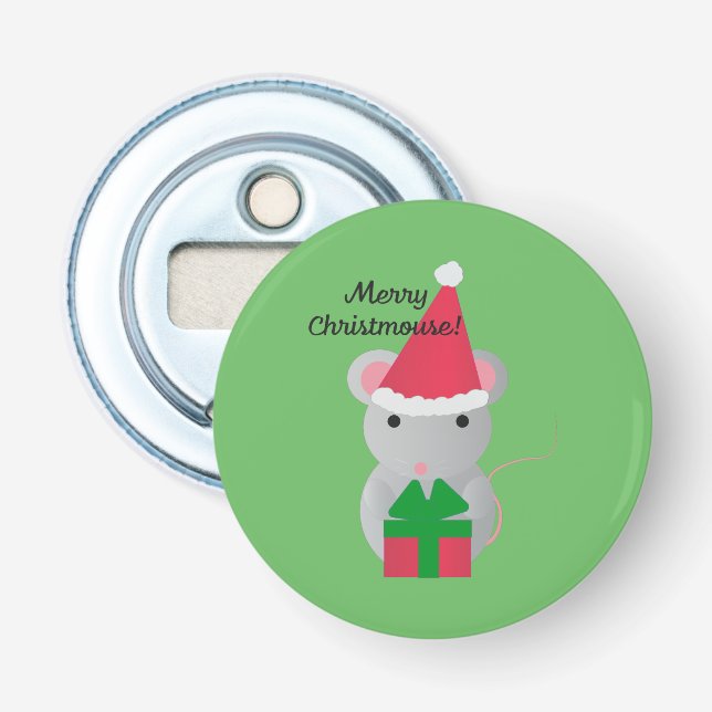 Merry Christmouse Cute Christmas Mouse Bottle Opener (Front)