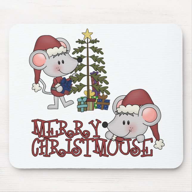 Merry Christmouse With Tree Mouse Pad (Front)