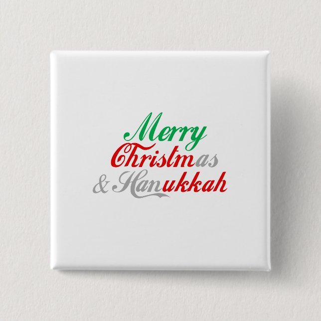 MERRY CHRISTMUKKAH 2 INCH SQUARE BUTTON (Front)