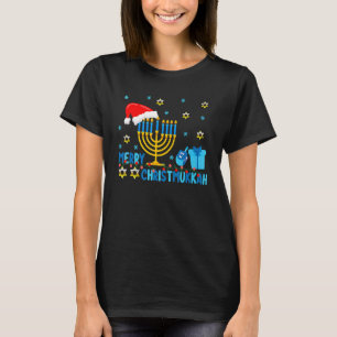 Merry Christmukkah Hanukkah Holiday  Light Santas  T-Shirt