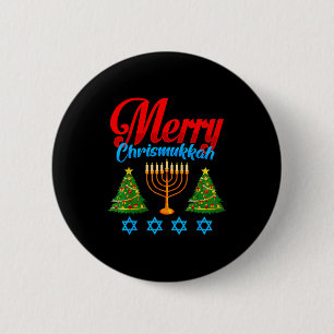 Merry Christmukkah Jewish Xmas Christmas Hanukkah 2 Inch Round Button