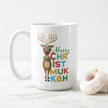 Merry Christmukkah Reindeer Coffee Mug<br><div class="desc">Christmas reindeer with a Hanukkah menorah for antlers with a Merry Christmukkah greeting.</div>