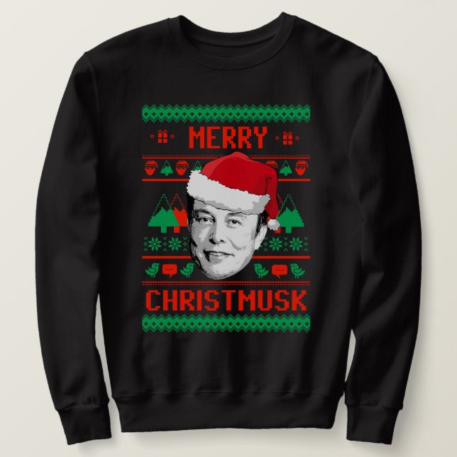 Merry Christmusk UGLY CHRISTMAS SWEATER (Design Front)