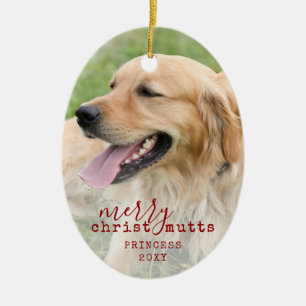 Merry ChristMUTTS Personalized Pet Dog Funny Ceramic Ornament