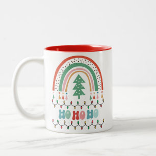Merry chritmas hohoho rainbow  Two-Tone coffee mug