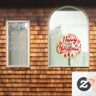 Merry Chrstmas Greetings - Button 1 Window Cling