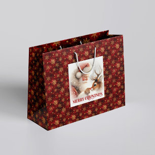 Merry Classic Santa Claus Rudolph Christmas Bag