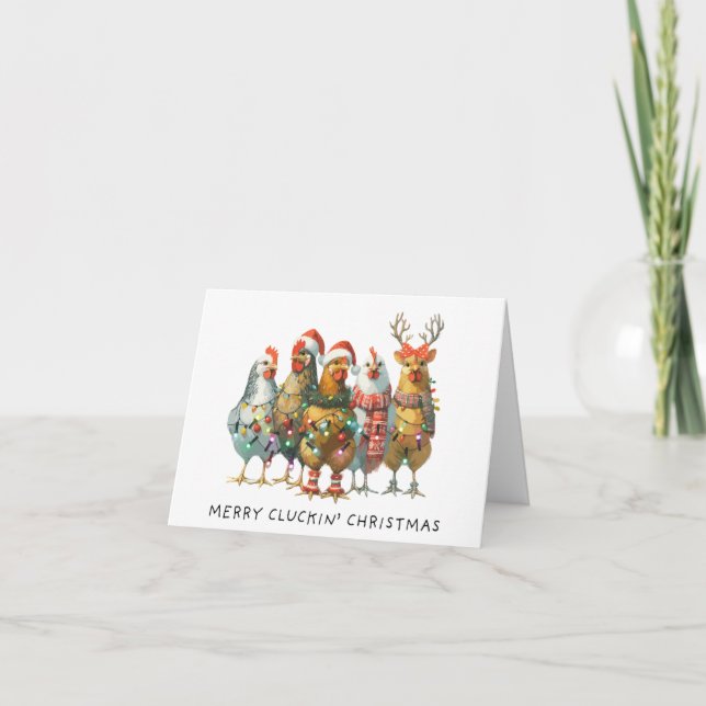Merry Cluckin' Christmas Greeting Card (Front)