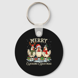 Merry Clucking Christmas Chicken Farm Animal Xmas  Keychain