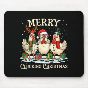 Merry Clucking Christmas Chicken Farm Animal Xmas Mouse Pad