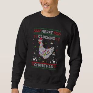 Merry Clucking Christmas Chicken Santa Pun Ugly X Sweatshirt