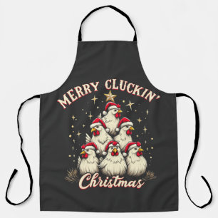 Merry Clucking Christmas Funny Chicken Roosters  Apron