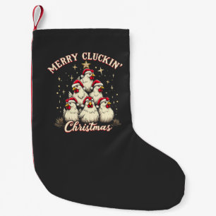 Merry Clucking Christmas Funny Chicken Roosters  Small Christmas Stocking