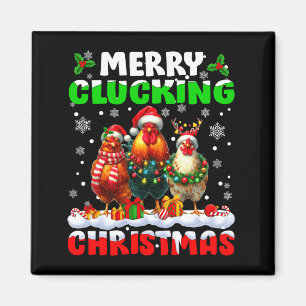 Merry Clucking Christmas Funny Chicken Santa Hat X Magnet