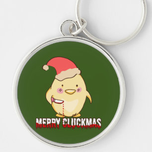 Merry Cluckmas, Funny Christmas Chicken Keychain