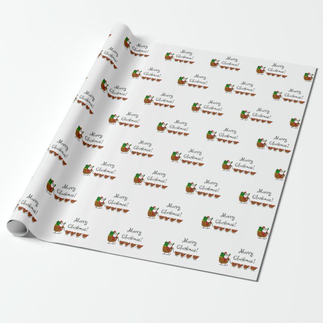 Merry Cluckmas! Santa And Chickens Wrapping Paper (Unrolled)