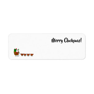 Merry Cluckmas! Santa Claus And Chickens Label