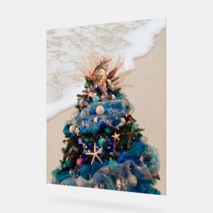 Merry Coastal Christmas Tropical Beach HolidayTree Acrylic Sign