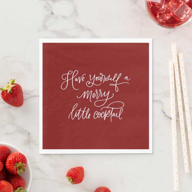 Merry Cocktail Christmas Holiday Drink Bar Napkin (Insitu)