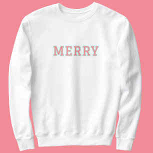 Merry College Pink Text Christmas Sweater