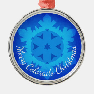 Merry Colorado Christmas blue snowflake ornament