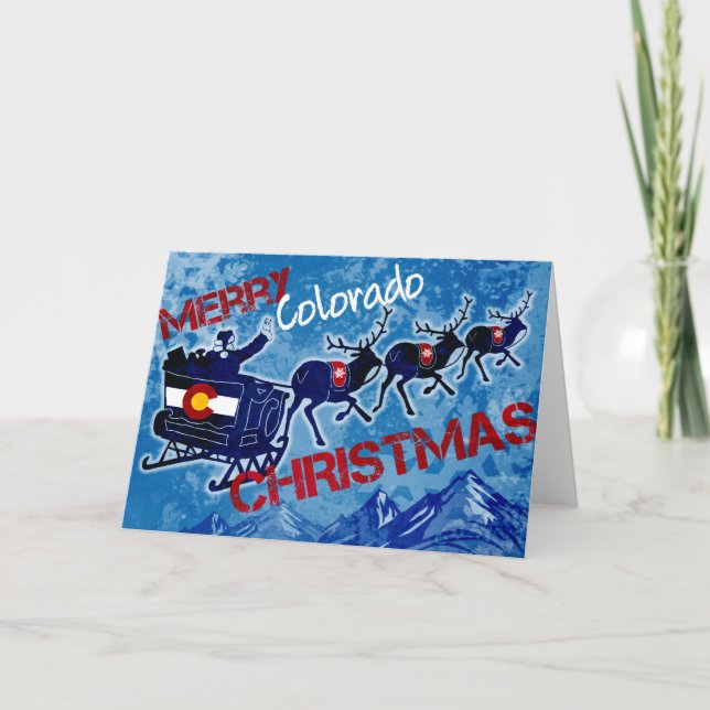 Merry Colorado Christmas grunge greeting cards (Front)