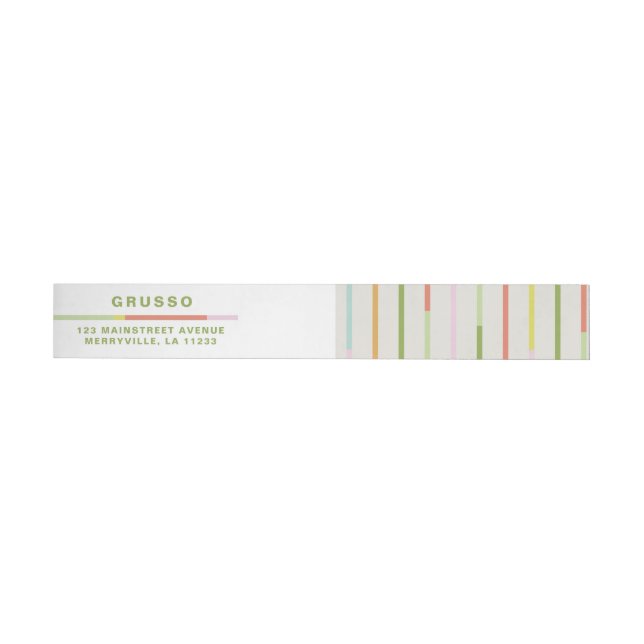 Merry colourful bright fun lines christmas wrap around label (Individual)