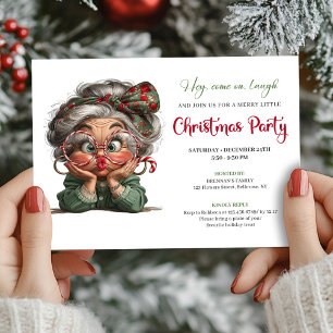 Merry Comic Grandma Christmas Gathering Invitation