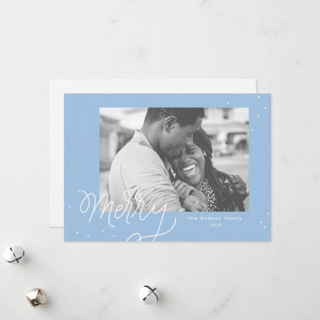 Merry Confetti Festive Photo Holiday Card (Front/Back In Situ)