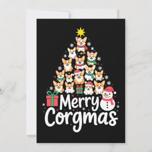 Merry Corgmas Christmas Corgi Dog Tree Snowman Invitation