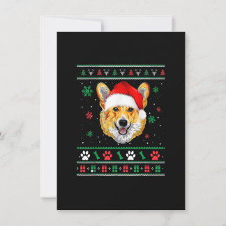 Merry Corgmas Christmas Ugly Xmas Corgi Santa Hat Invitation