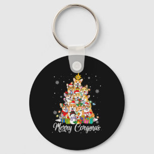 Merry Corgmas Corgi Christmas Tree Fairy Lights Do Keychain