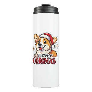 Merry Corgmas Festive Corgi Dog Lover Holiday Desi Thermal Tumbler
