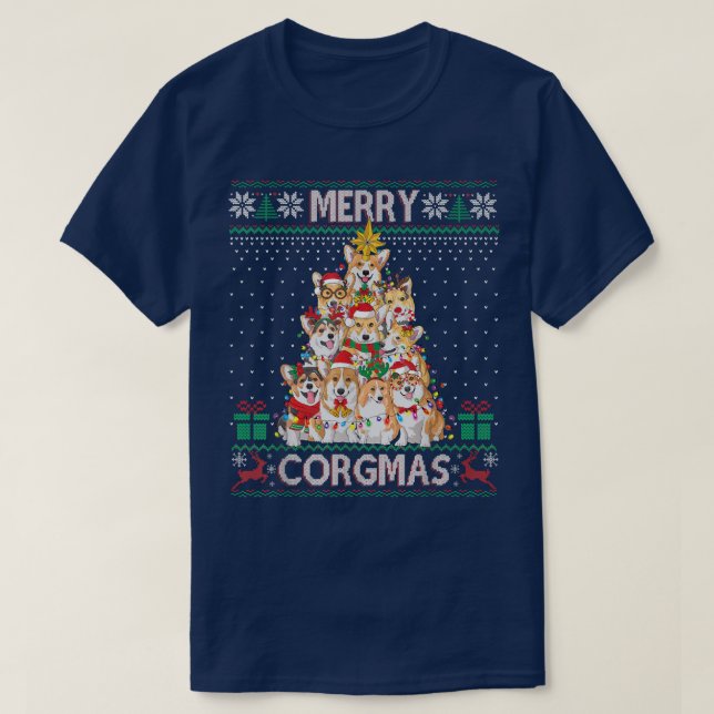 Merry Corgmas Ugly Sweater Funny Corgi Christmas T (Design Front)