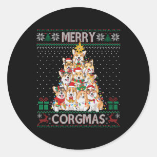 Merry Corgmas Ugly Sweater Funny Corgi Christmas T Classic Round Sticker
