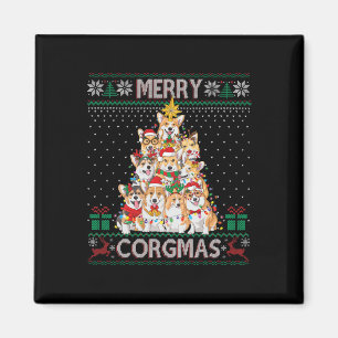 Merry Corgmas Ugly Sweater Funny Corgi Christmas T Magnet