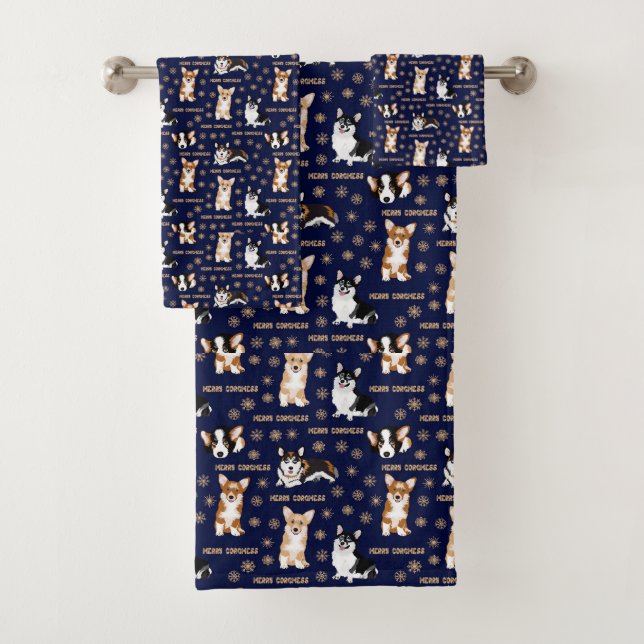 Merry Corgmess Texte - Christmas Corgi bleu motif (En situation)