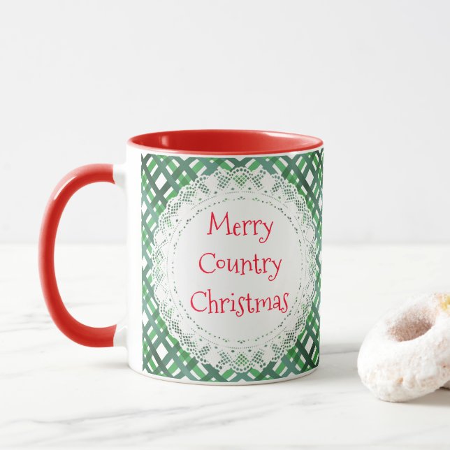 Merry Country Christmas Vintage Style Gift Mug (With Donut)