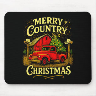 Merry Country Christmas Vintage Truck And Barn Hol Mouse Pad