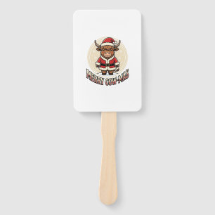 Merry Cowmas Highland Cow Christmas Shirt Design_1 Hand Fan