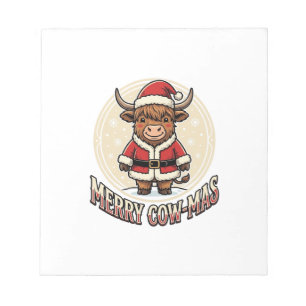 Merry Cowmas Highland Cow Christmas Shirt Design_1 Notepad