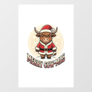 Merry Cowmas Highland Cow Christmas Shirt Design_1 Window Cling