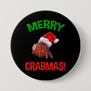 Merry Crabmas! Funny Christmas Hermit Crab Lover 3 Inch Round Button