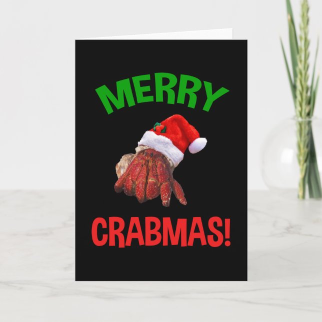 Merry Crabmas! Funny Christmas Hermit Crab Lover Card (Front)