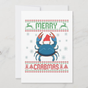 Merry Crabmas Funny Crab Ugly Christmas Sweater Thank You Card