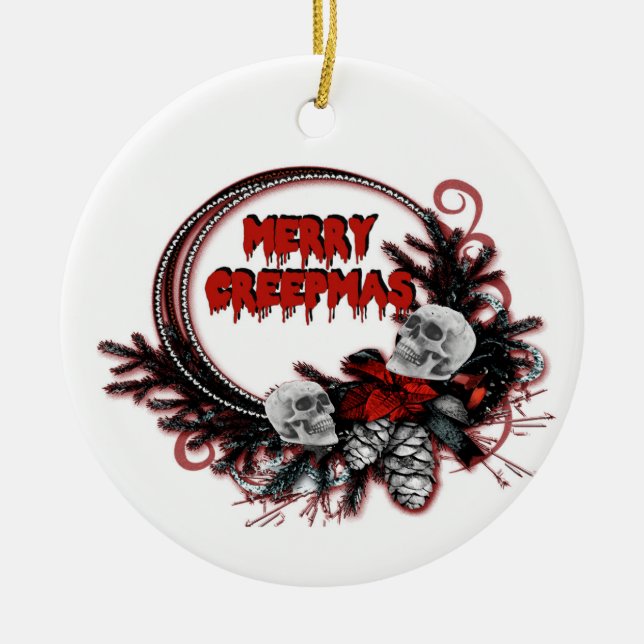 Merry Creepmas Christmas Ornanament Ceramic Ornament (Front)