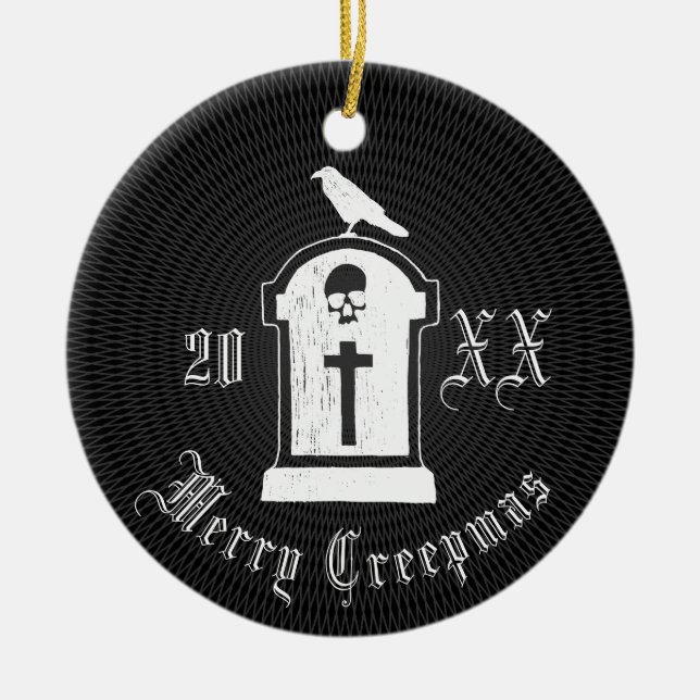 Merry Creepmas Headstone Ceramic Ornament (Front)